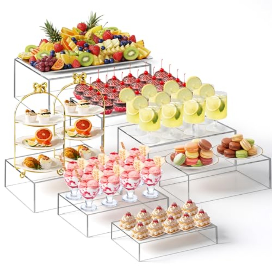 7 Pcs Set Alas Sajian Prasmana - Display Risers Set ulasan dan harga